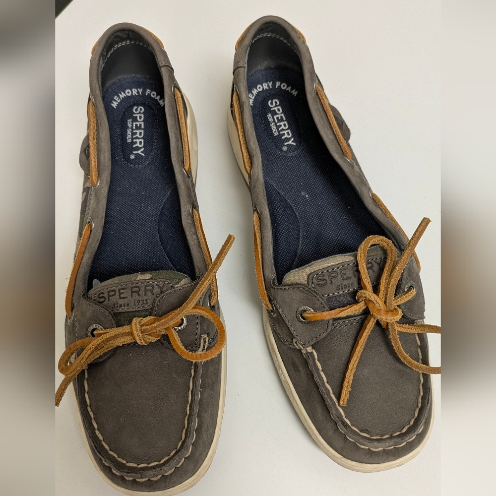 Sperry Gray and Tan Women's Boat Shoes Comfy